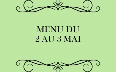 Menu du 2 au 3 Mai