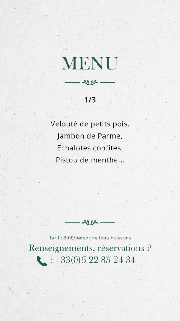 Menu restaurant La Cadière d'Azur La Bastide des Saveurs, Le Castellet, Bandol