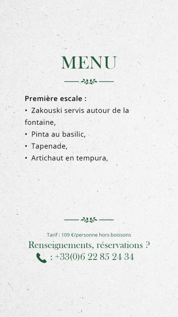 Menu fête des mères 2 Mai à La Bastide des Saveurs restaurant la Cadière d'Azur